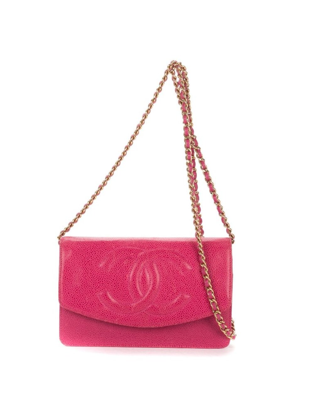 Chanel Timeless Chain Wallet Fuchsia Caviar Leather Shoulder Bag